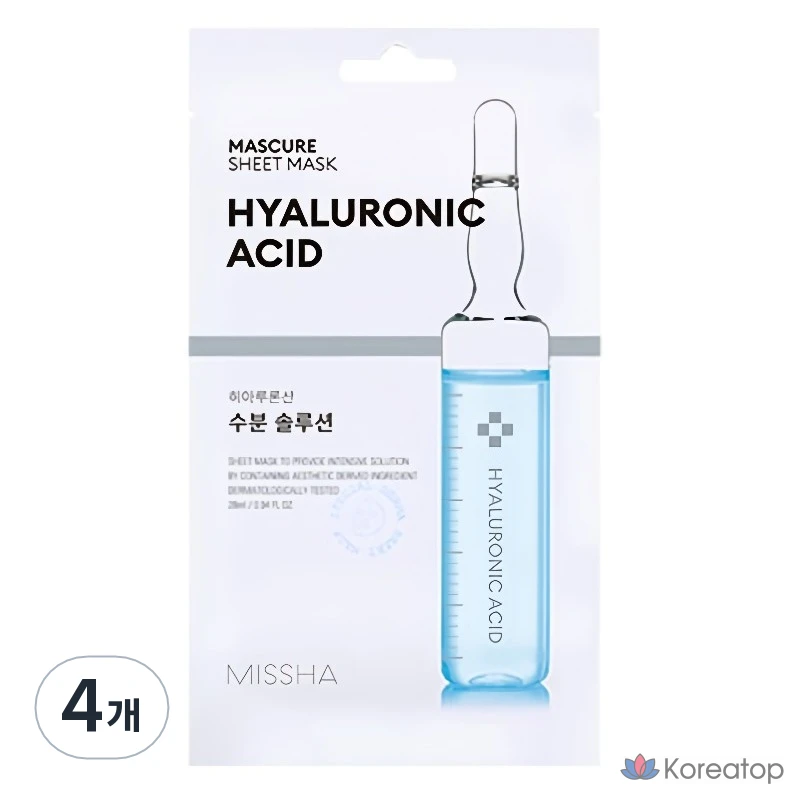 Тканевая маска для лица Missha Mascure Moisture Solution Sheet Mask Hyaluronic Acid, 4 шт.