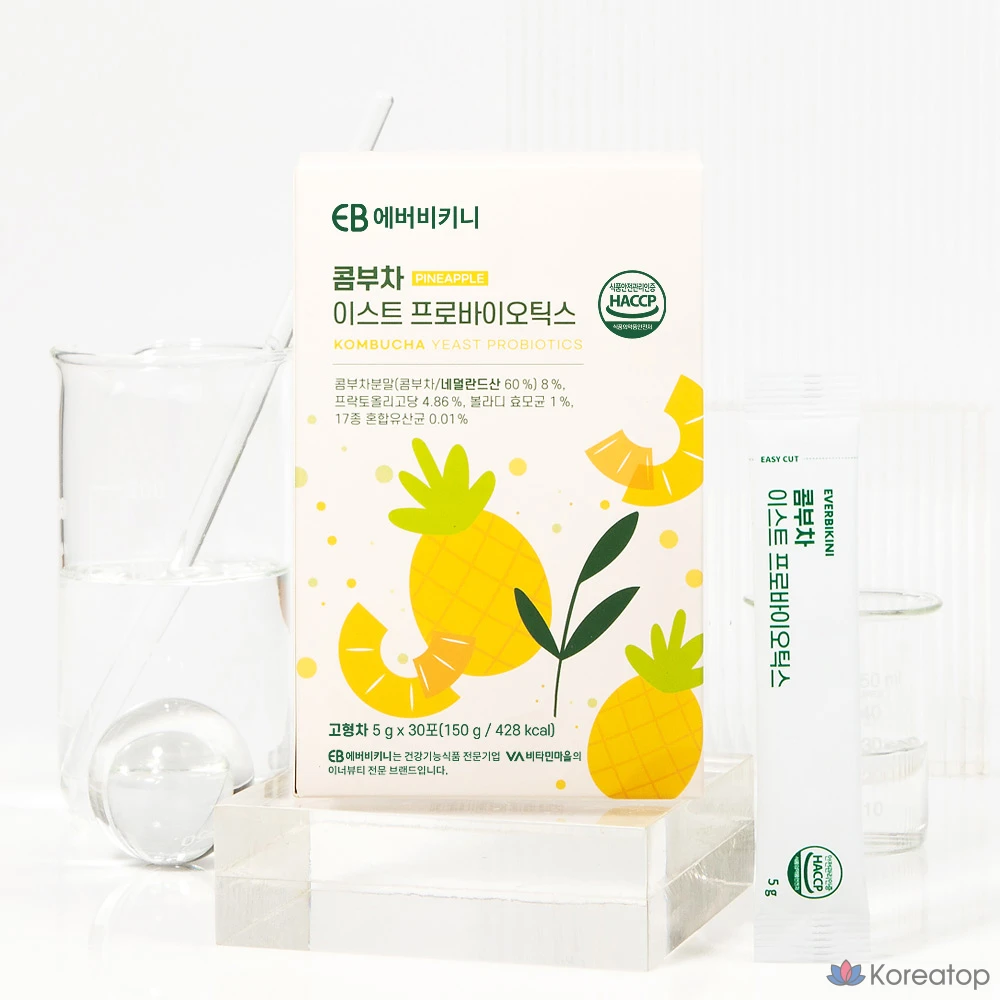Пищевая добавка EverBikini Kombucha Yeast Probiotics Pineapple Flavor, 150 г, 30 шт.