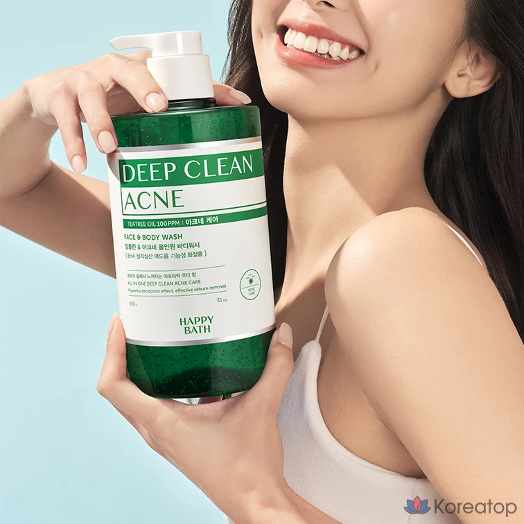 Гель для душа Happy Bath Deep Clean Tea Tree Acne Care All-in-One с ароматом древесных нот, 900 г, 1 шт.