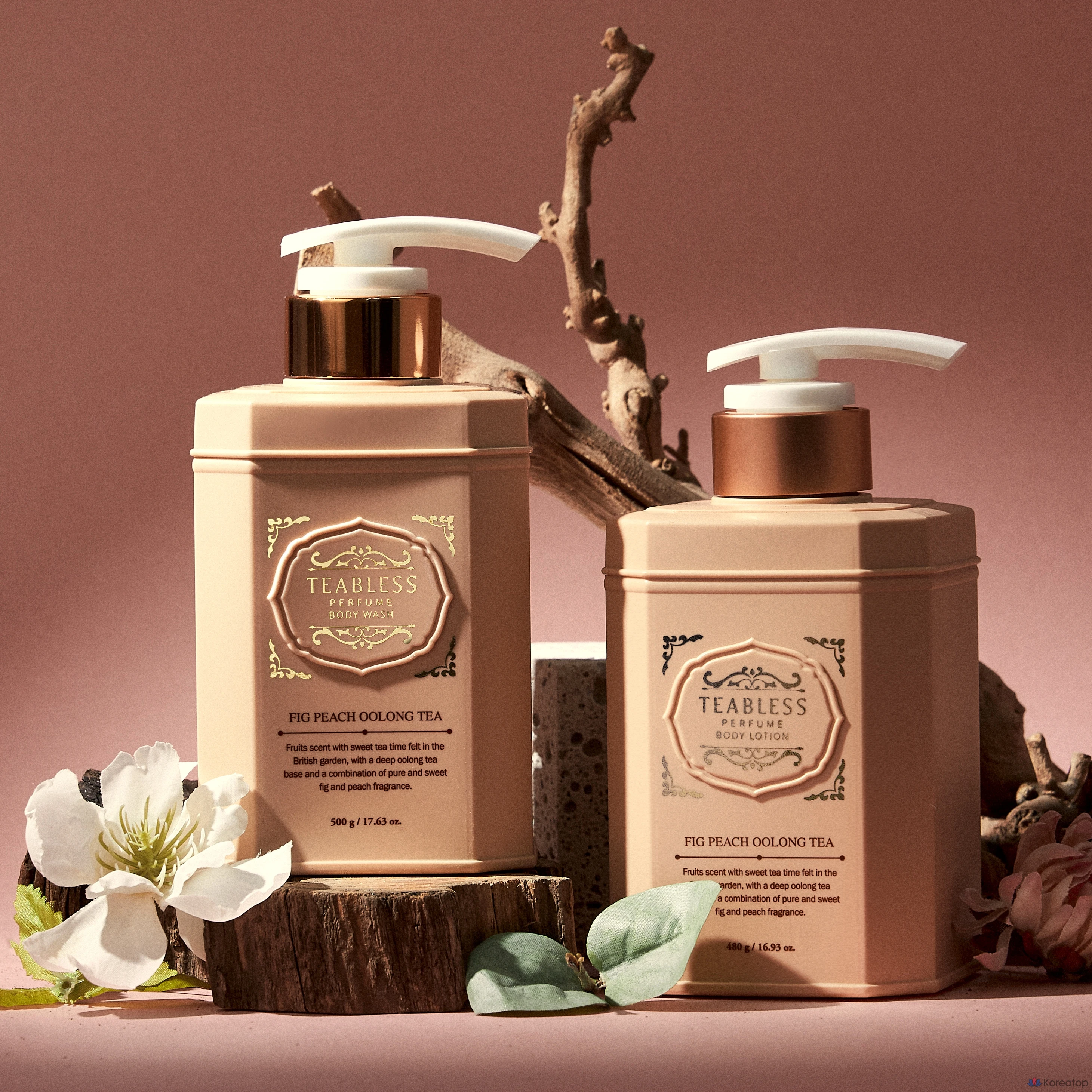 Набор для ухода TEABLESS Perfume Body Lotion + Body Wash + Gift Box Set, аромат Oolong Tea Fig Peach, 2 шт., фото 5