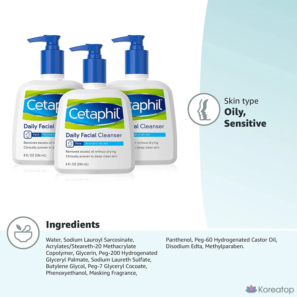 Гель для умывания Cetaphil, 236 мл (8 жидких унций), 1 шт., средство для умывания лица для жирной, чувствительной и комбинированной кожи., фото 3