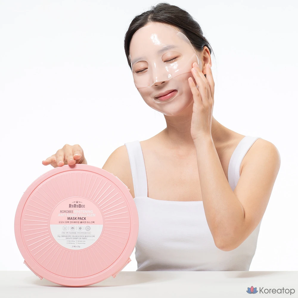 Тканевая маска для лица LOLO SKINNY Big Collagen Mask Pack Whitening Anti-Aging Care, 33 г, 21 шт.