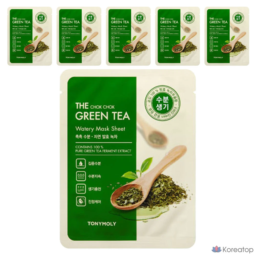 Увлажняющая маска для лица Tony Moly The Chok Chok с зеленым чаем, 6 штук.