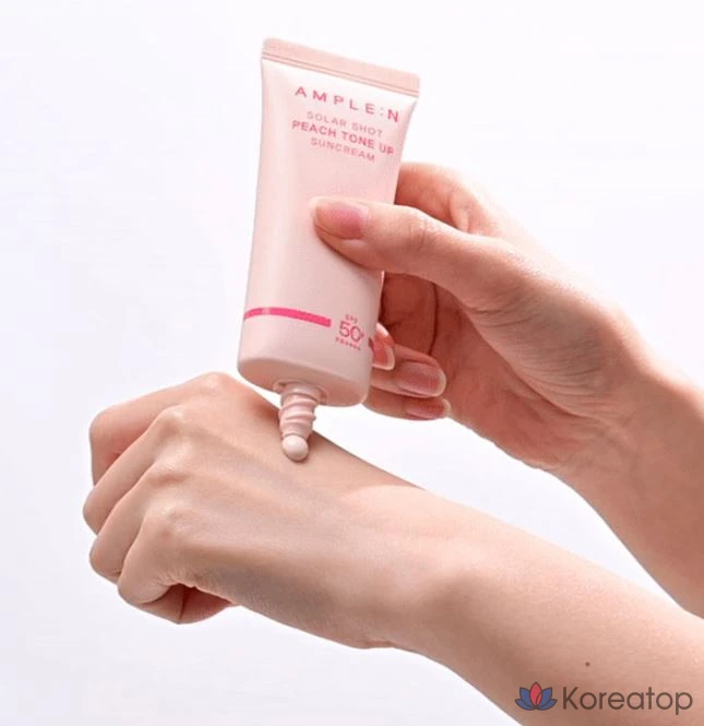 Солнцезащитный крем AMPLE:N Solar Shot Peach Tone-Up Sunscreen SPF50+ PA++++, 40 мл, 1 шт.