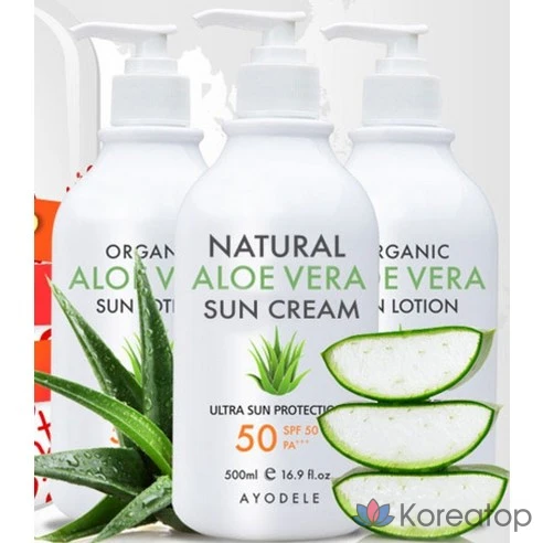 Солнцезащитный крем AYODELE с натуральным алоэ вера SPF50+ PA+++, 500 мл, фото 5