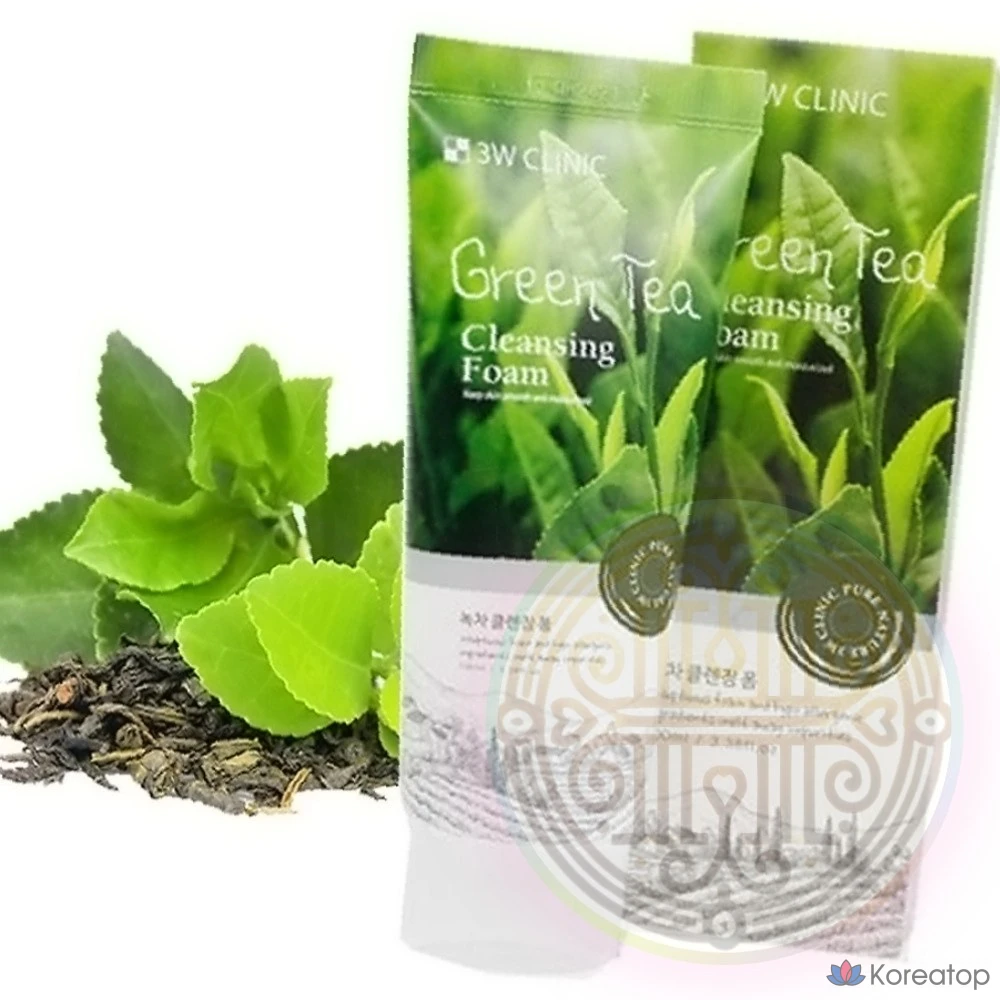 Очищающая пенка 3W Clinic Green Tea Cleansing Foam, 100 мл, 1 шт., фото 5
