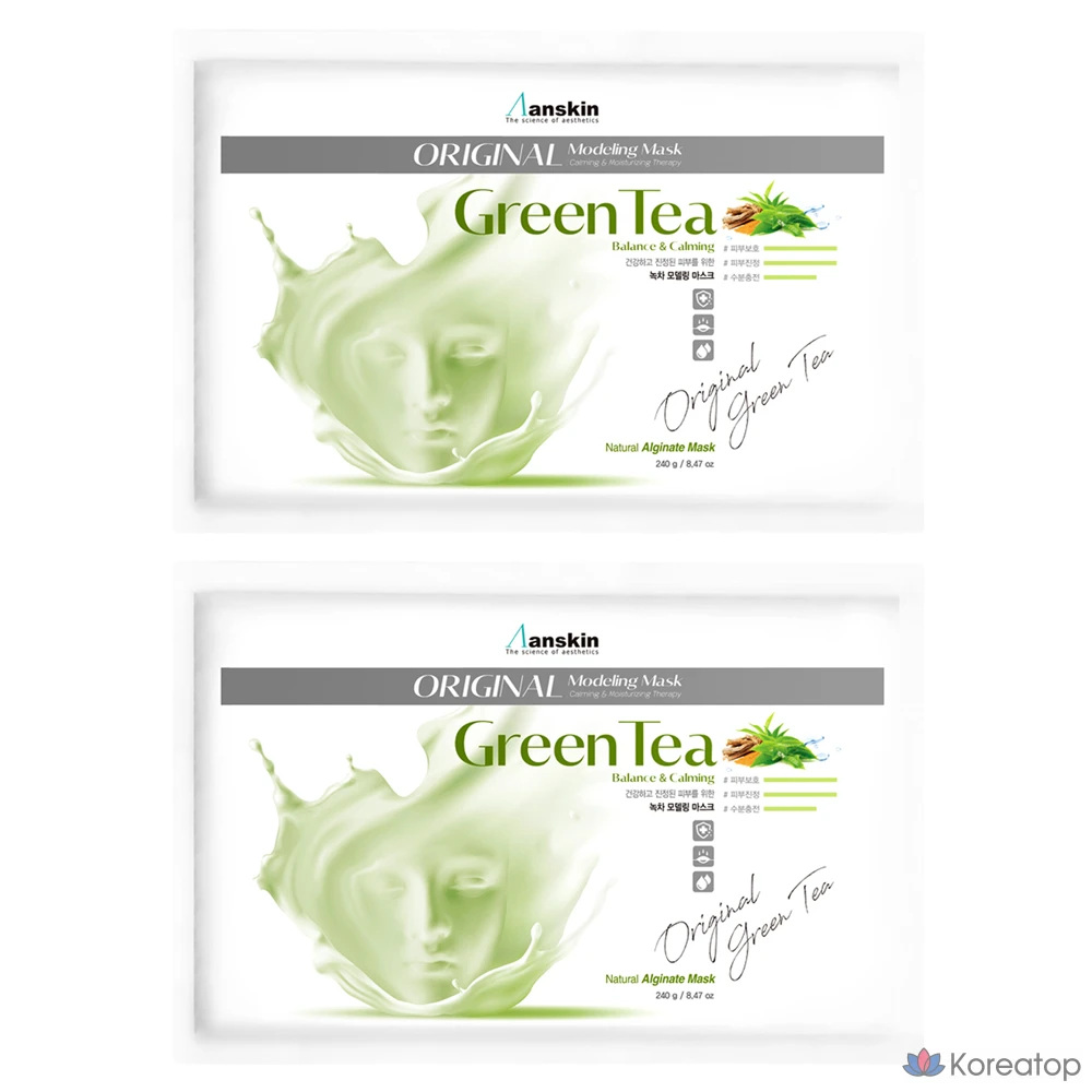 Набор для моделирования лица Anskin Original Green Tea Modeling Pack, сменный блок, 240 г, 1 упаковка, 2 упаковки