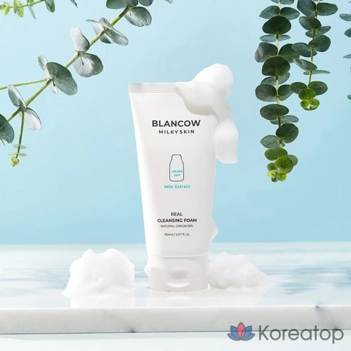 BLANCOW Очищающая пенка для лица с пептидами Milky Skin Milk Extract Real Cleansing Foam, 150 мл, 2 шт.