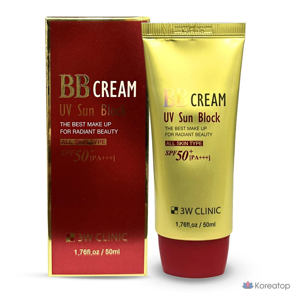 3W Clinic UV Sunblock BB Cream SPF50+ PA+++, 50 мл, 1 шт.