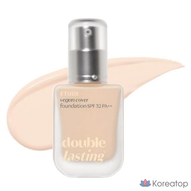 Тональный крем Etude Double Lasting Vegan Cover Foundation 30 г SPF32 PA++, 1 шт., 19N1 светло-бежевый оттенок