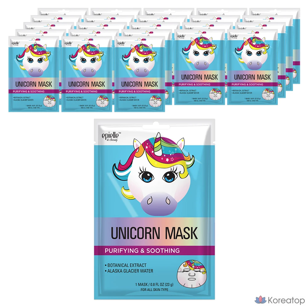 Набор масок с изображением единорога Epielle, 1 упаковка, 24 листа.