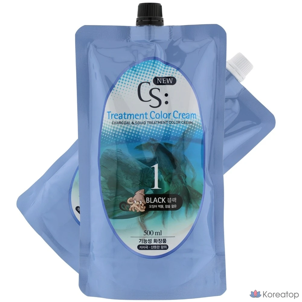 Крем-краска для волос Somang CS Treatment Squid Ink Color Cream, 500 мл, черный, 1 шт.