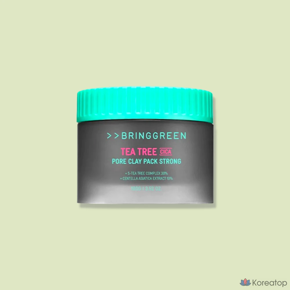 Глиняная маска для сужения пор Bring Green Tea Tree Cica Pore Clay Pack Strong, 100 г, 1 упаковка.