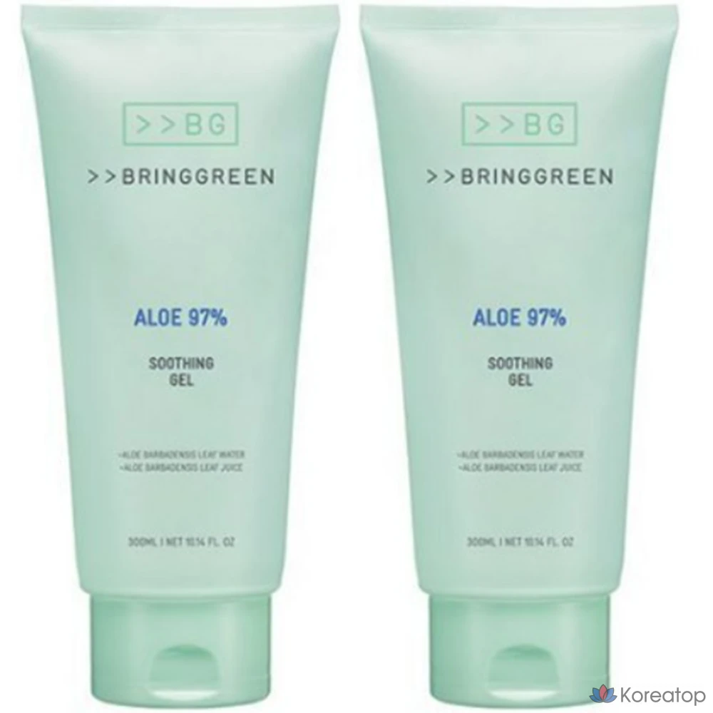 Успокаивающий гель с алоэ вера Bring Green 97%, 300 мл + 300 мл, по 1 шт., 600 мл