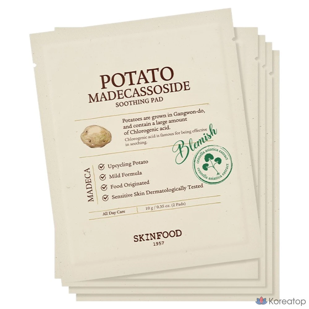 Успокаивающие подушечки Skinfood с картофельным мадекассозидом, 50 г, 1 шт., 5 упаковок