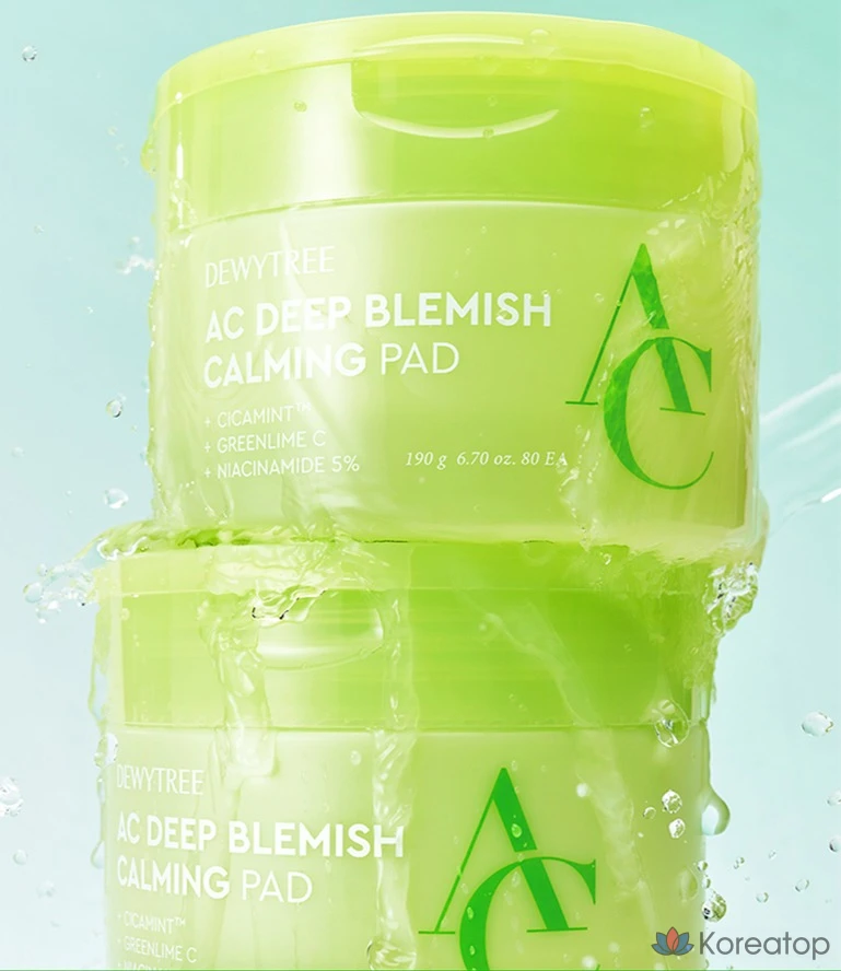 Успокаивающие подушечки для лица Dewytree AC Deep Trace от прыщей, 190 г, 80 листов, 1 шт.