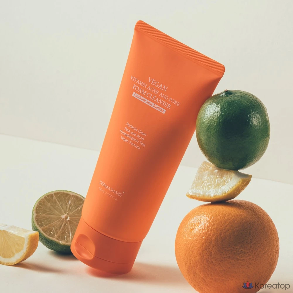 Очищающая пенка для лица Dermashare Vegan Vitamin Acne & Pore Deep Foam Cleanser, 1 шт., 150 мл
