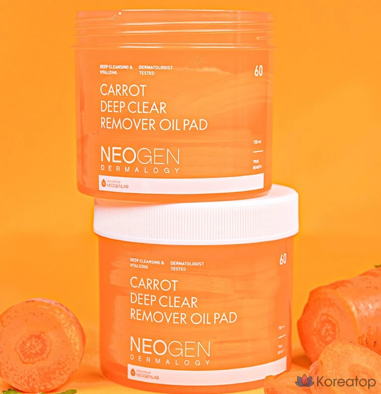 Масляные салфетки для снятия макияжа Neogen Carrot Deep Clear Remover, 60 листов, 1 упаковка.