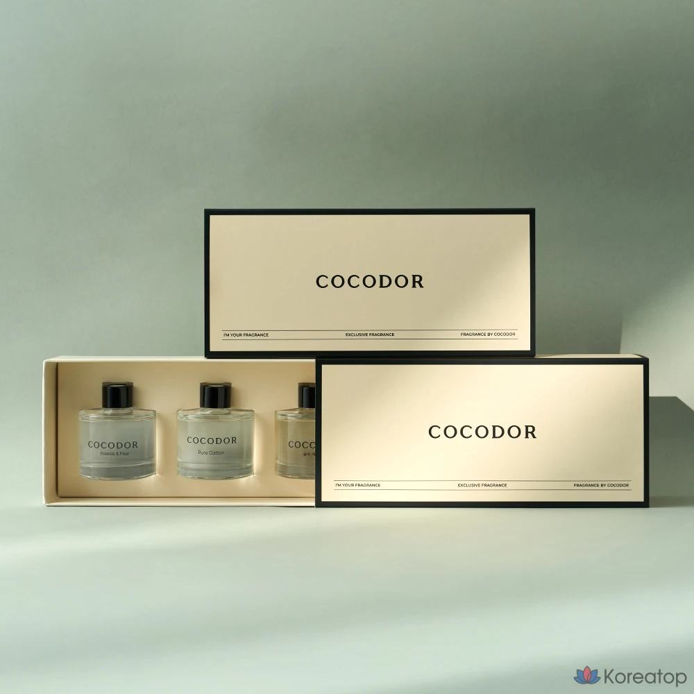 Диффузор для автомобиля Cocodor Signature, набор 3-piece Set (Freesia & Pear, Forest Morning Air, Pure Cotton), 50 мл x 3 шт., 1 шт.