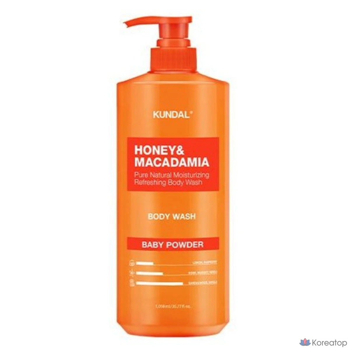 Гель для душа Kundal Honey & Macadamia Pure Body Wash, аромат акации и моринги, 1,058 л, 1 шт.