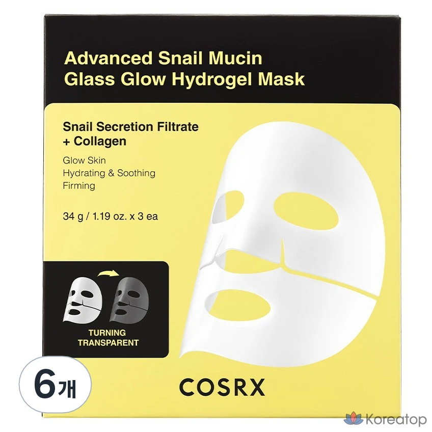 Гидрогелевая маска COSRX Advanced Snail Mucin Glass Glow, набор из 3 и 6 штук.