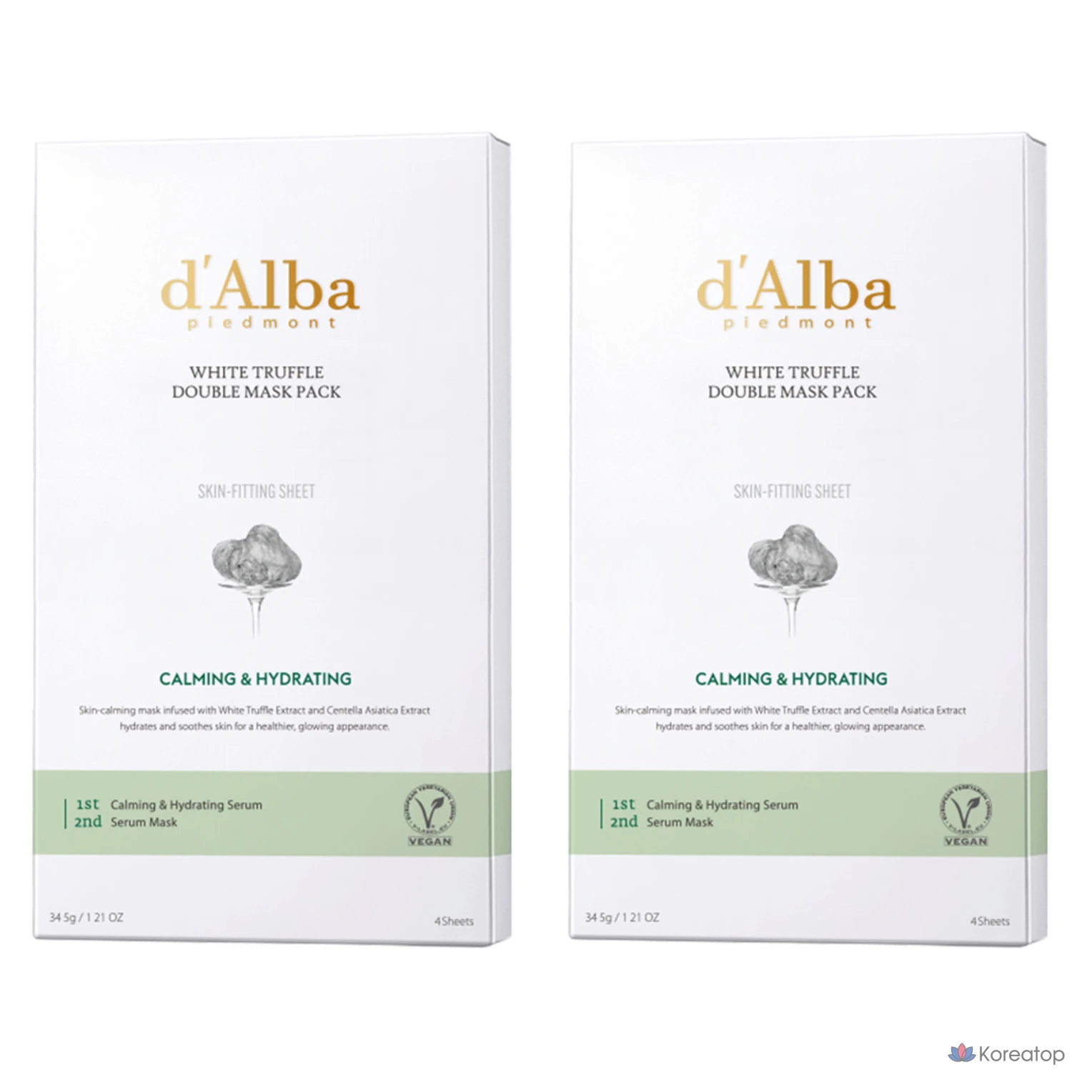 Набор из 4 масок D'alba White Truffle Double Mask Pack, 2 упаковки.
