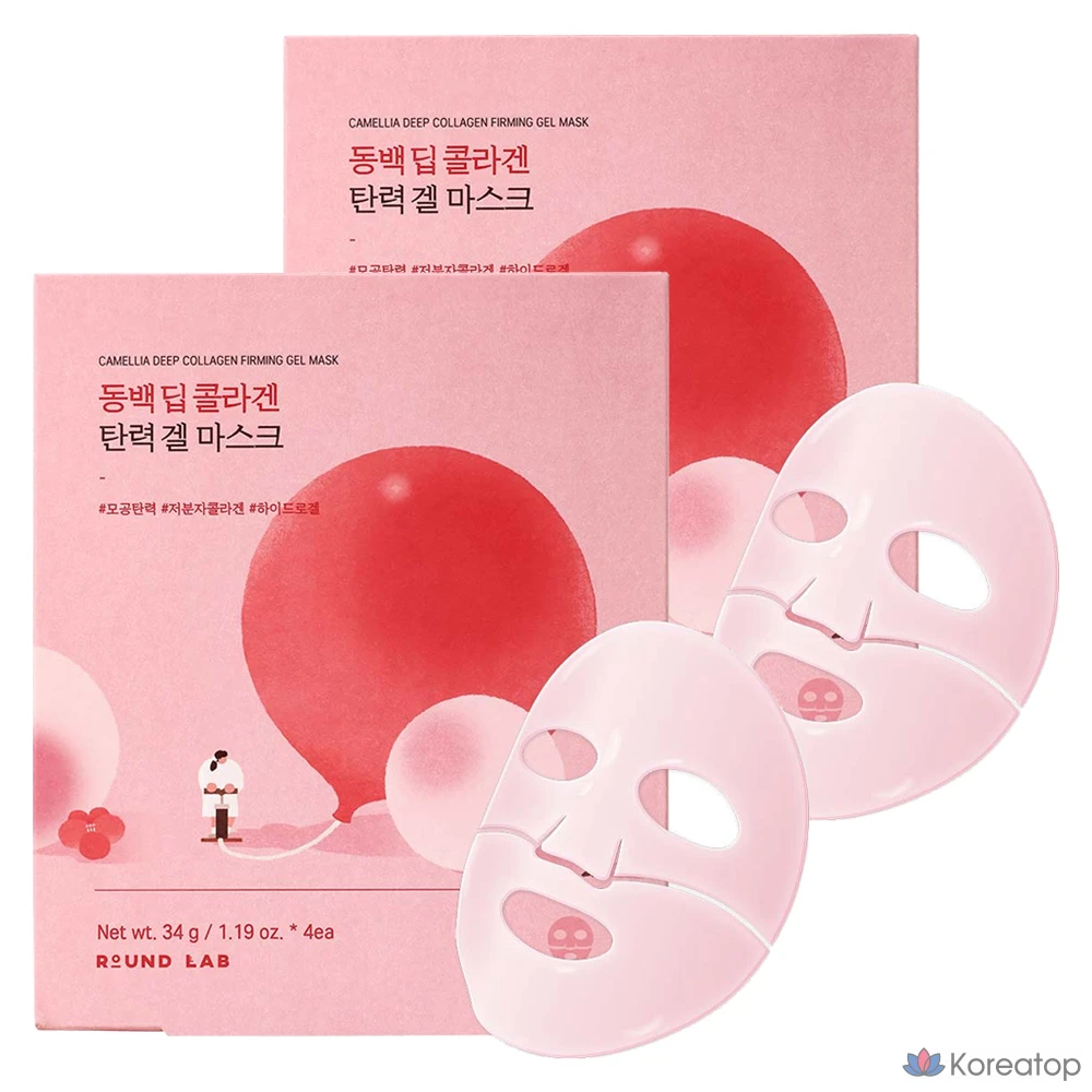 Гелевая маска Round Lab Camellia Deep Collagen Elasticity Gel Mask, 34 г, 4 упаковки, 2 упаковки