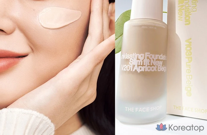 Тональный крем The Face Shop Ink Lasting Foundation Healthy Glow, V201 Абрикосово-бежевый, 1 шт., фото 5