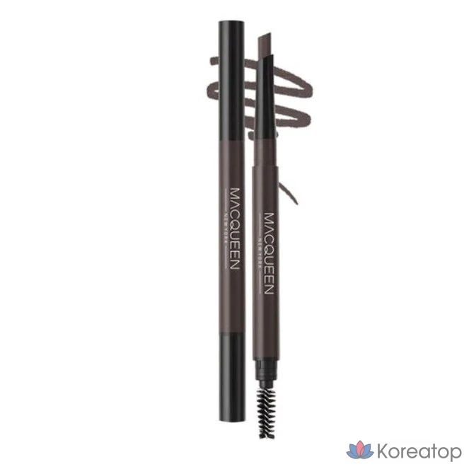 Карандаш для бровей Mqny New York My Strong Auto Eyebrow Pencil Hard Powder, 0.35 г, серо-коричневый, 1 шт.