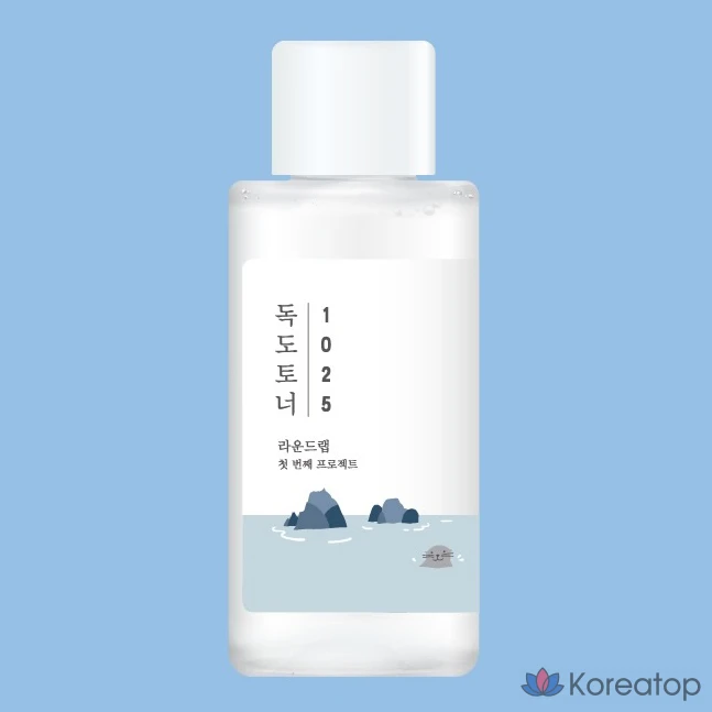 Дорожный набор Round Lab 1025 Dokdo: тоник + лосьон + солнцезащитный крем + очищающее средство + косметичка (5 комплектов), фото 2