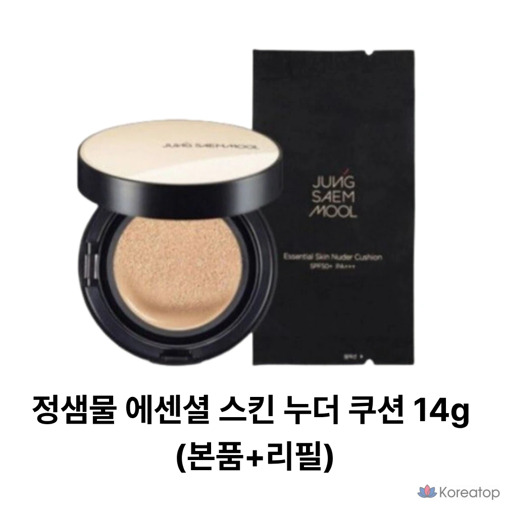 Тональный крем Jeong Saem Mool Essential Skin Nude Cushion, основной продукт 14 г + набор сменных блоков 14 г, Enlight, 1 шт.