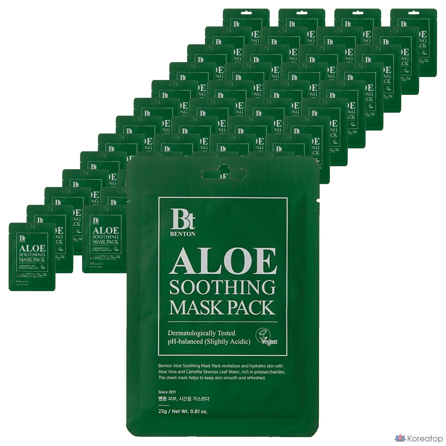 Набор успокаивающих масок с алоэ вера Benton, 50 штук.