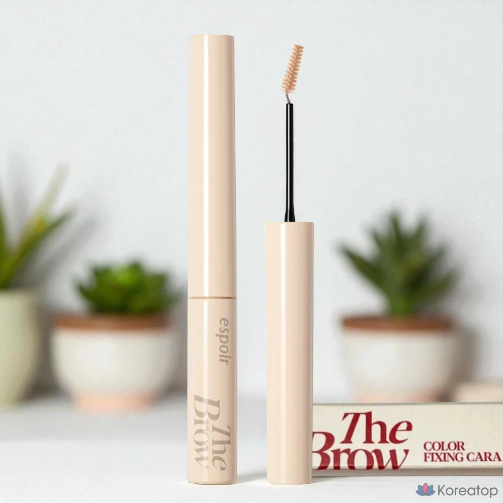 Тонкая кисть для фиксации цвета бровей Espoir The Brow Color Fixing Cara, розово-коричневый цвет, 1 шт.