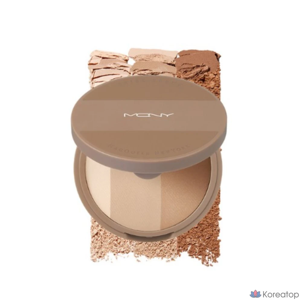 Тени для век Mqny New York Fake Up 3-Color Shading, 9 г, бежево-коричневый, 1 шт.