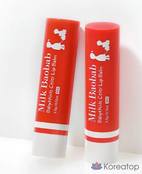 Детский цветной бальзам для губ Milk Baobab, красный, клубничный, 3,5 г, 1 шт., фото 3
