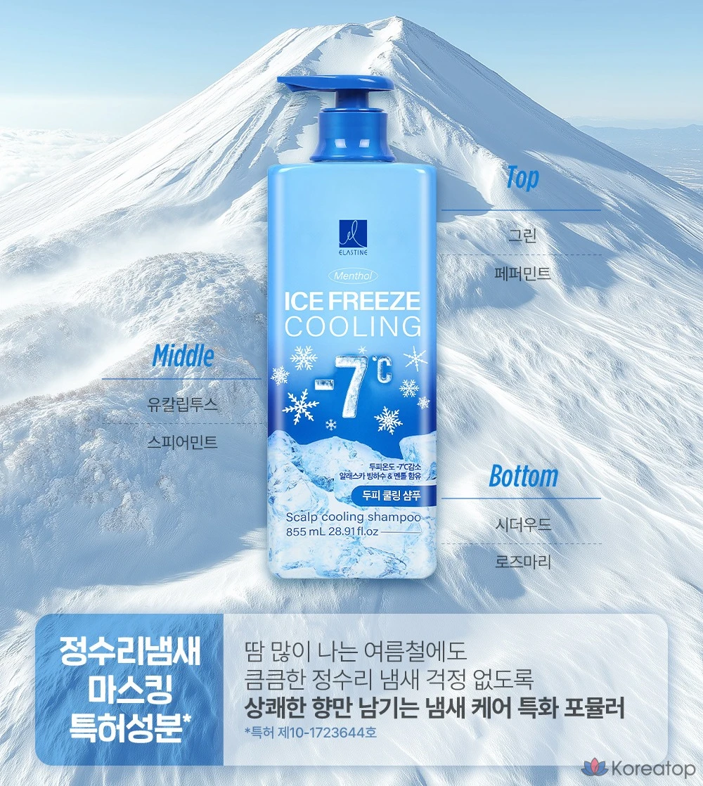 Охлаждающий шампунь для кожи головы Elastine Ice Freeze с ментолом, 855 мл, 1 шт.
