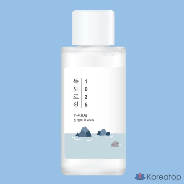 Дорожный набор Round Lab 1025 Dokdo: тоник + лосьон + солнцезащитный крем + очищающее средство + косметичка (5 комплектов), фото 4