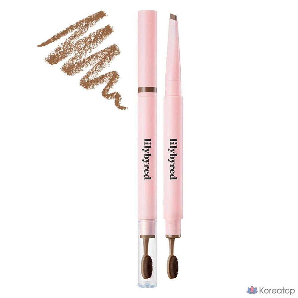 Автоматический карандаш для бровей Lilybyred Hard Flat, 0,17 г, цвет 02, средне-коричневый, 1 шт.