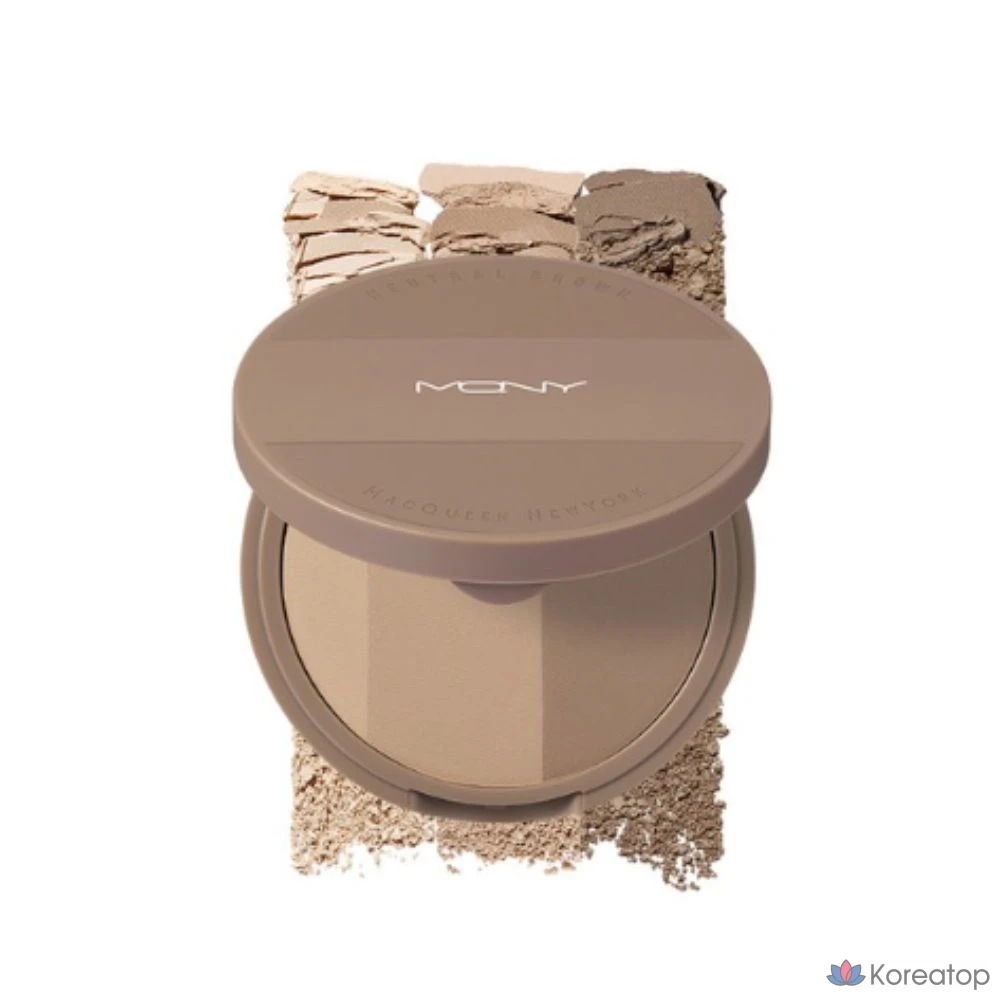 Тени для век Mqny New York Fake Up 3-Color Shading, 9 г, нейтральный коричневый оттенок, 1 шт.