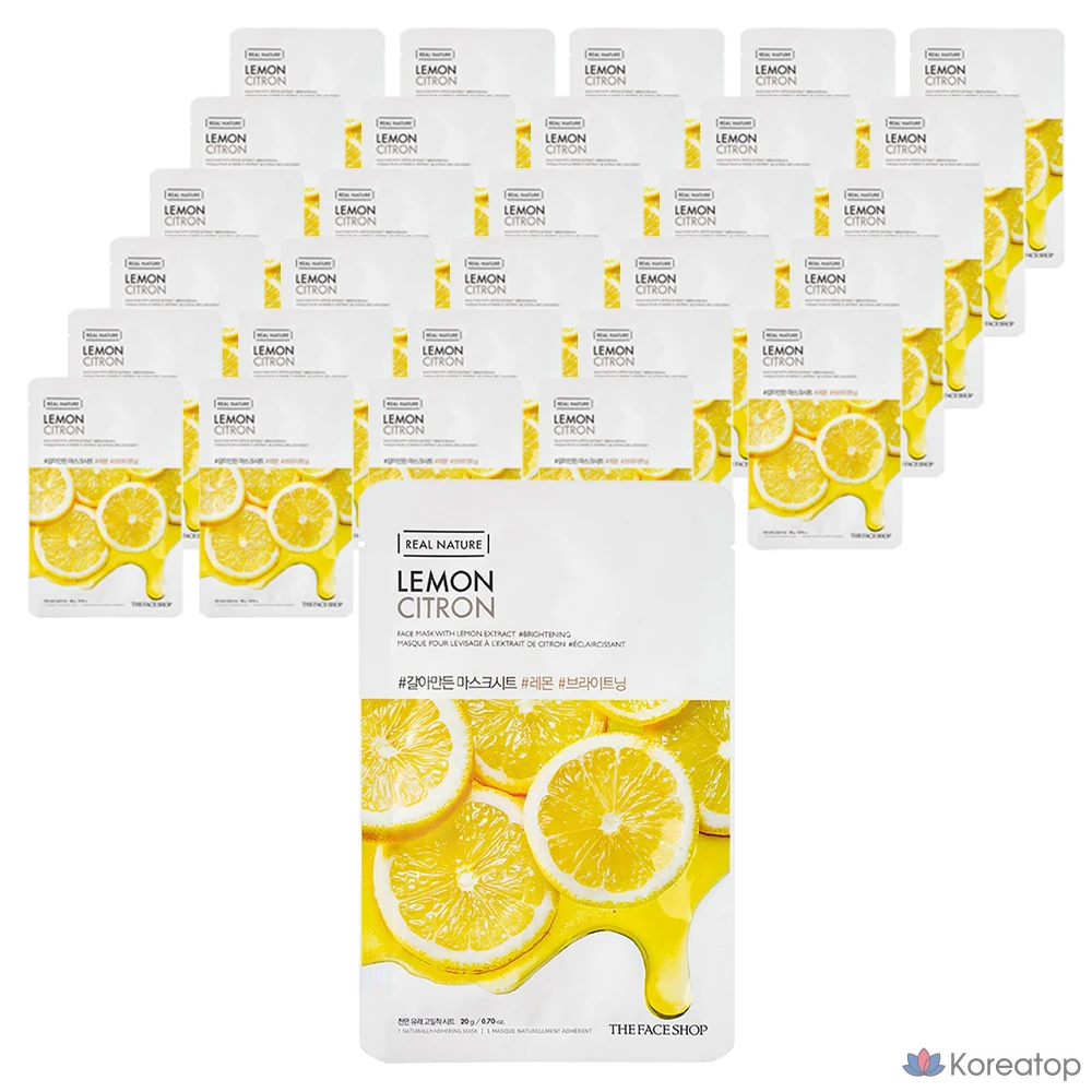 Лимонная тканевая маска для лица The Face Shop, 1 упаковка, 30 листов