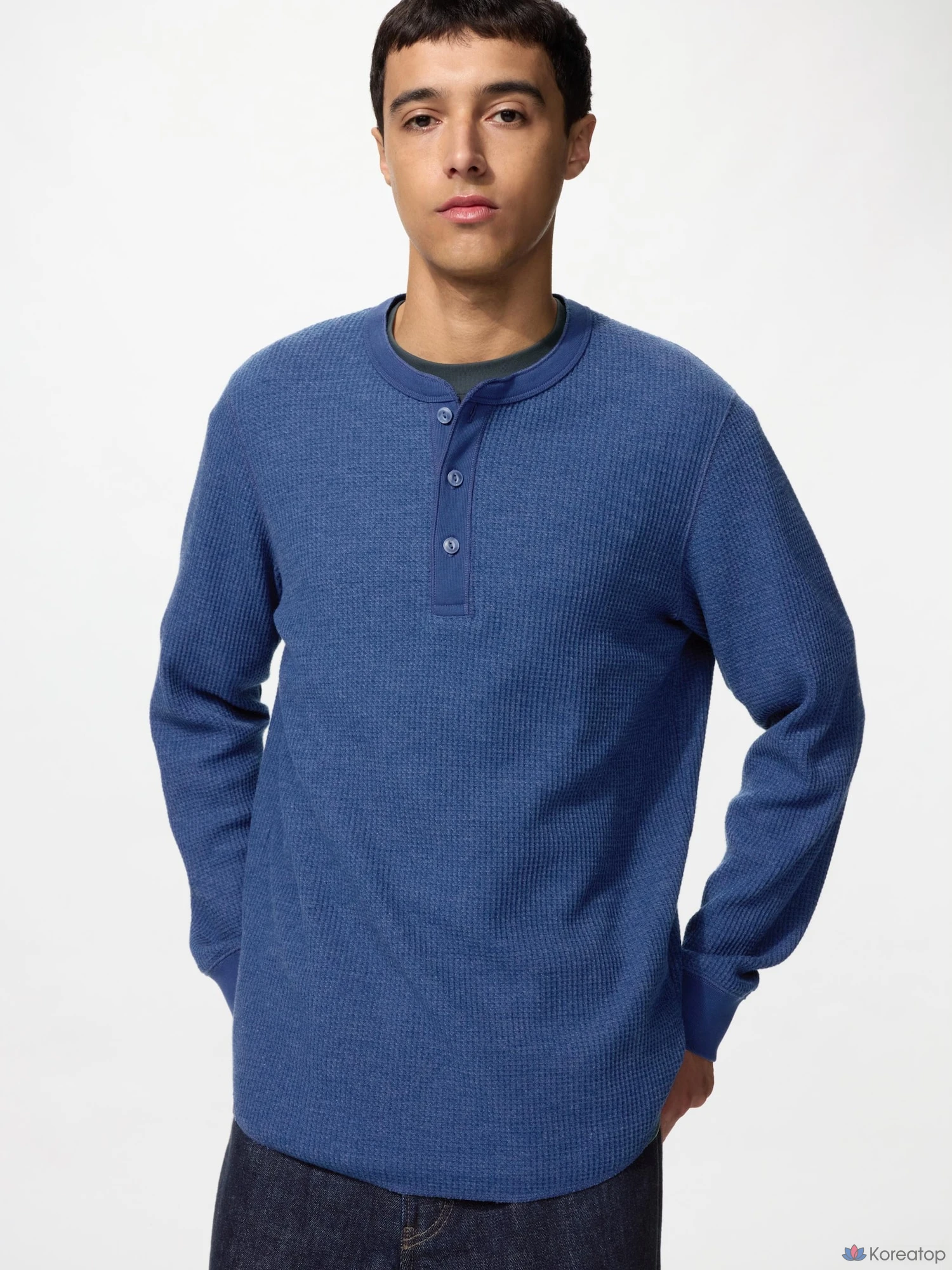 Лонгслив Uniqlo Waffle Henley Neck T-Shirt