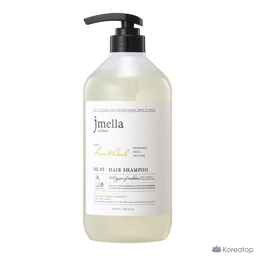 Шампунь для волос Jmella с лаймом и базиликом, цитрусовый, 1 л, 1 шт.