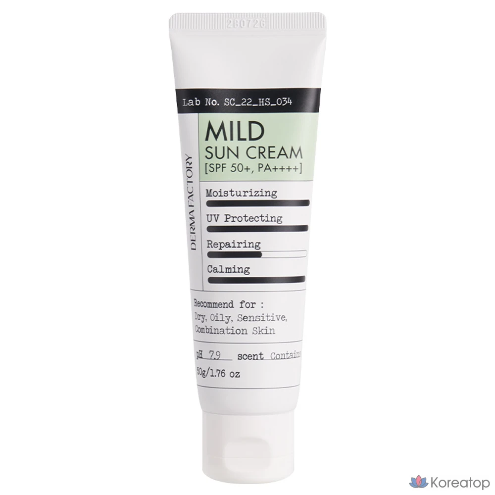 Солнцезащитный крем Derma Factory Vegan Certified Inorganic Sunscreen Mild Cypress Water SPF50+ PA++++, 50 г, 1 шт.