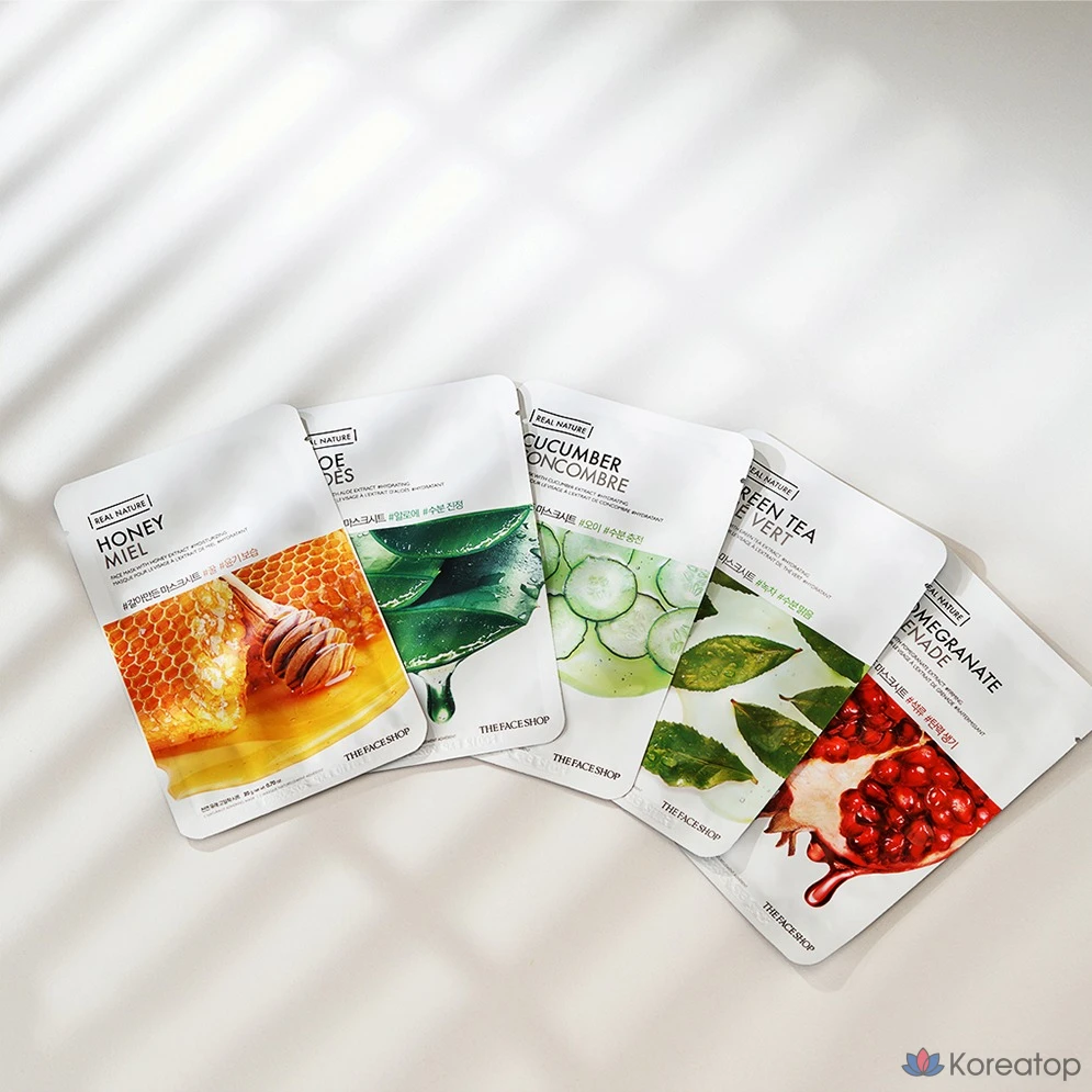 Тканевые маски для лица The Face Shop с огурцом, 1 упаковка, 50 листов, фото 6