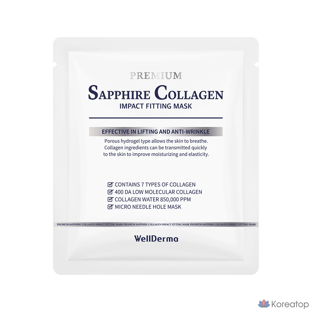 Маска для лица WellDerma Premium Sapphire Collagen Impact Fitting Mask 25 г, 3 шт., 2 шт., фото 2