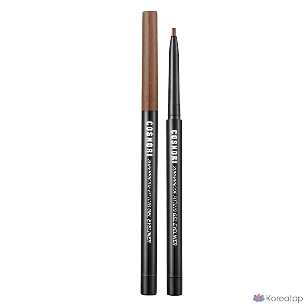 Гелевый карандаш для глаз Cosnori Superproof Fitting Gel Eyeliner Pencil 0.13 г, 2 оттенка: черный и коричневый, 1 шт.