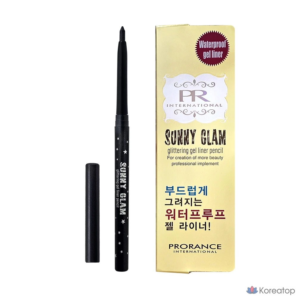Гелевый карандаш для глаз Prorance Sunny Glam с блестками, жемчужный, 1 шт., черный жемчужный.