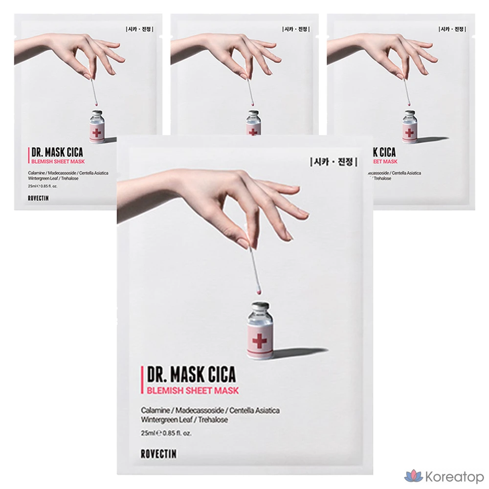Маска для лица Rovectin Doctor Mask Cica, 1 упаковка, 4 штуки