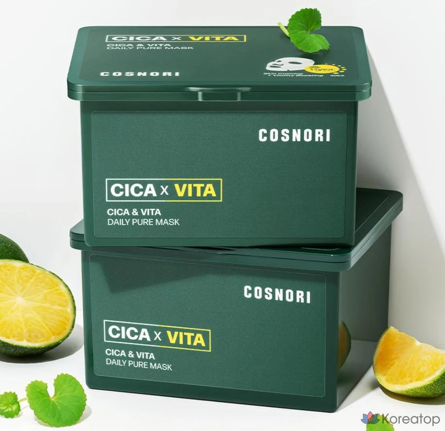 Маска для лица Cosnori Cica & Vita Daily Pure Mask, 30 штук, 4 упаковки, фото 9