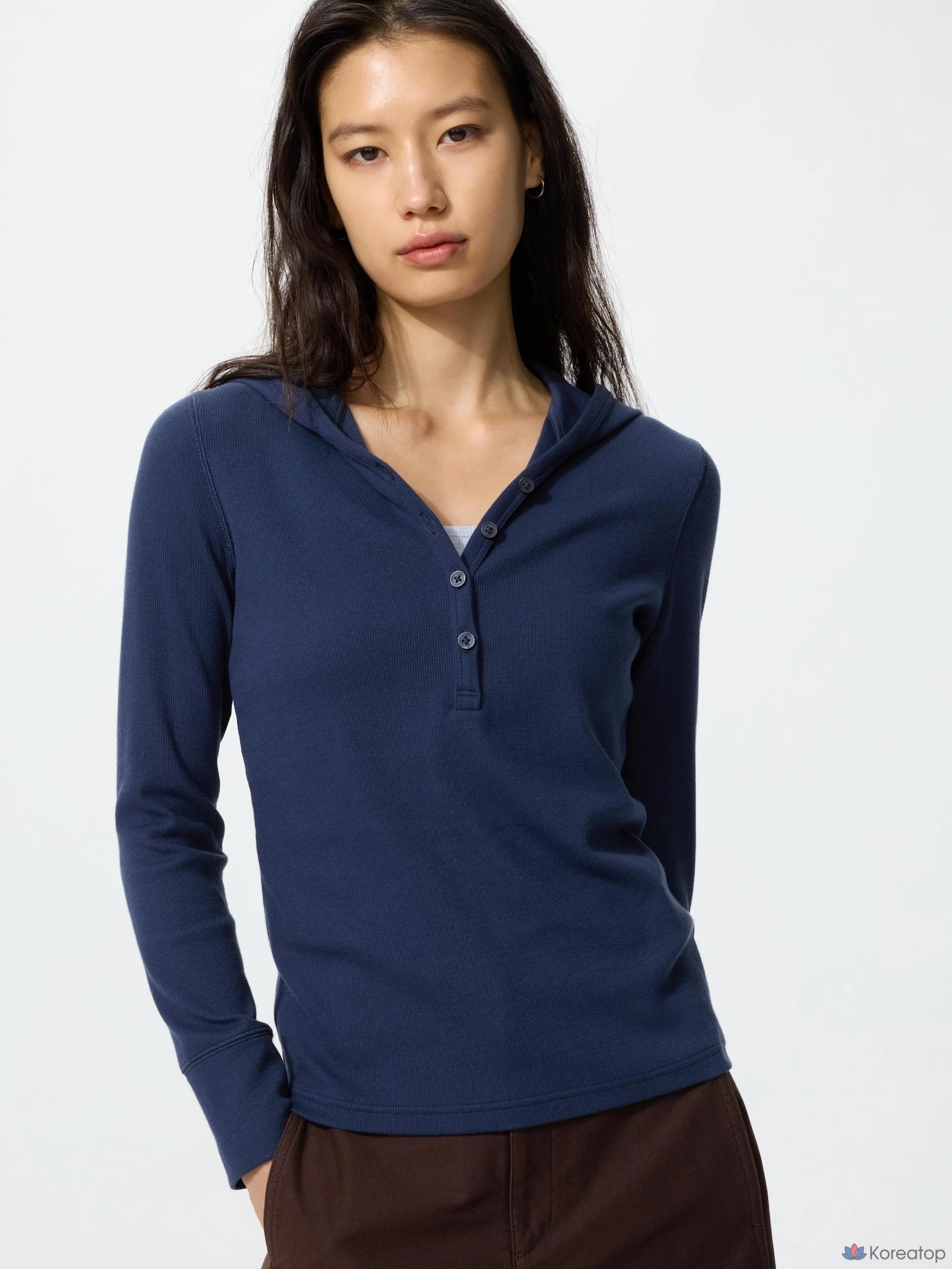 Лонгслив Uniqlo Hooded Rib T